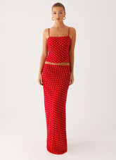 Bendita Maxi Skirt - Red Polka Dot