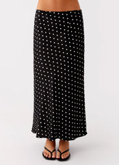 Breanne Midi Skirt - Black Polka Dot