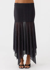 Buffy Maxi Skirt - Black Polkadot