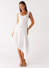 Clearwater Mist Midi Skirt - White