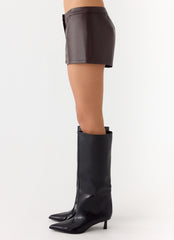 Coastline Faux Leather Mini Shorts - Chocolate