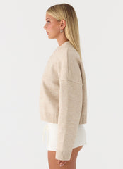 Cornelia Button Up Jumper - Oatmeal