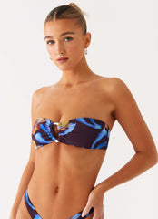 Cuba Strapless Bikini Top - Dark Floral