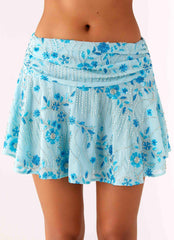 Delight Me Beaded Low Rise Mini Skirt - Blue