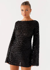 Edessa Sequin Mini Dress - Black