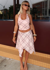 Fit Check Midi Skirt - Pink Check