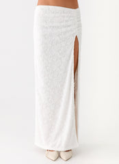 Griff Low Rise Jacquard Maxi Skirt - White