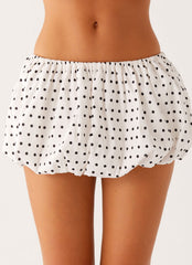 Heather Mini Skort - White Black Polka Dot