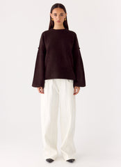Jack Oversized Knit Sweater - Chocolate