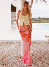 Jovani Maxi Skirt - Tropical Pink Print