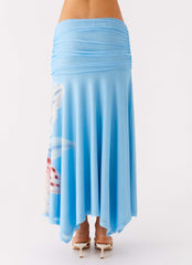 Liana Ruched Maxi Skirt - Deep Sea Bloom