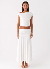 Liana Ruched Maxi Skirt - White