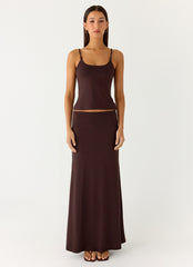 Like A Flower Maxi Skirt - Chocolate