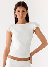 Maxina Cap Sleeve Top - White