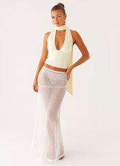 Milos Scarf Halter Neck Top - Yellow