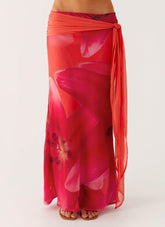 Raya Maxi Skirt - Peach Watermelon Flower