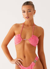 Saint Lucia Bikini Top - Pink Check
