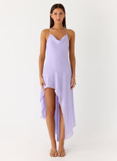 Sunmi Asymmetric Cowl Midi Dress - Lavender