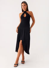 Velvet Sky Midi Dress - Black