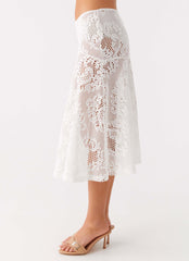 Virelle Lace Midi Skirt - Ivory