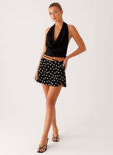 Walker Mini Skirt - Black Polka Dot