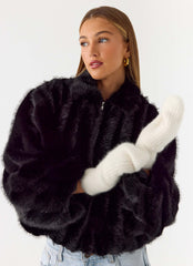 Winter Blaze Knit Mittens - Cream