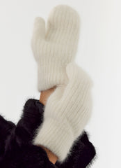 Winter Blaze Knit Mittens - Cream