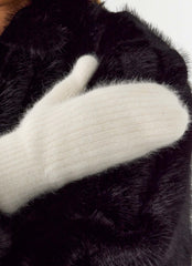 Winter Blaze Knit Mittens - Cream
