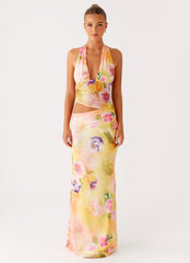 Main Act Halter Maxi Dress - Sunburst Floral