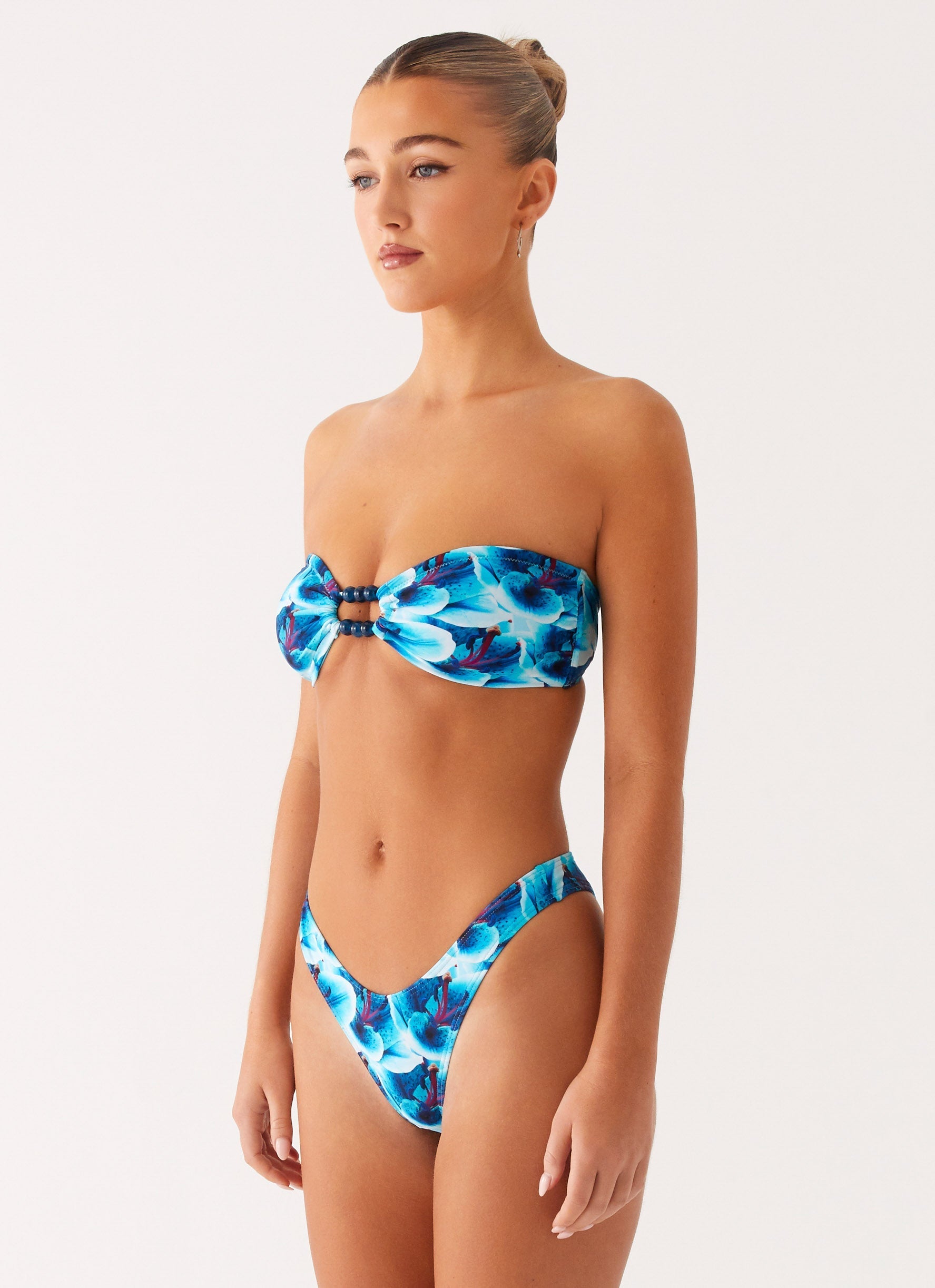 Beach Bound Strapless Bikini Top - Turquoise Floral