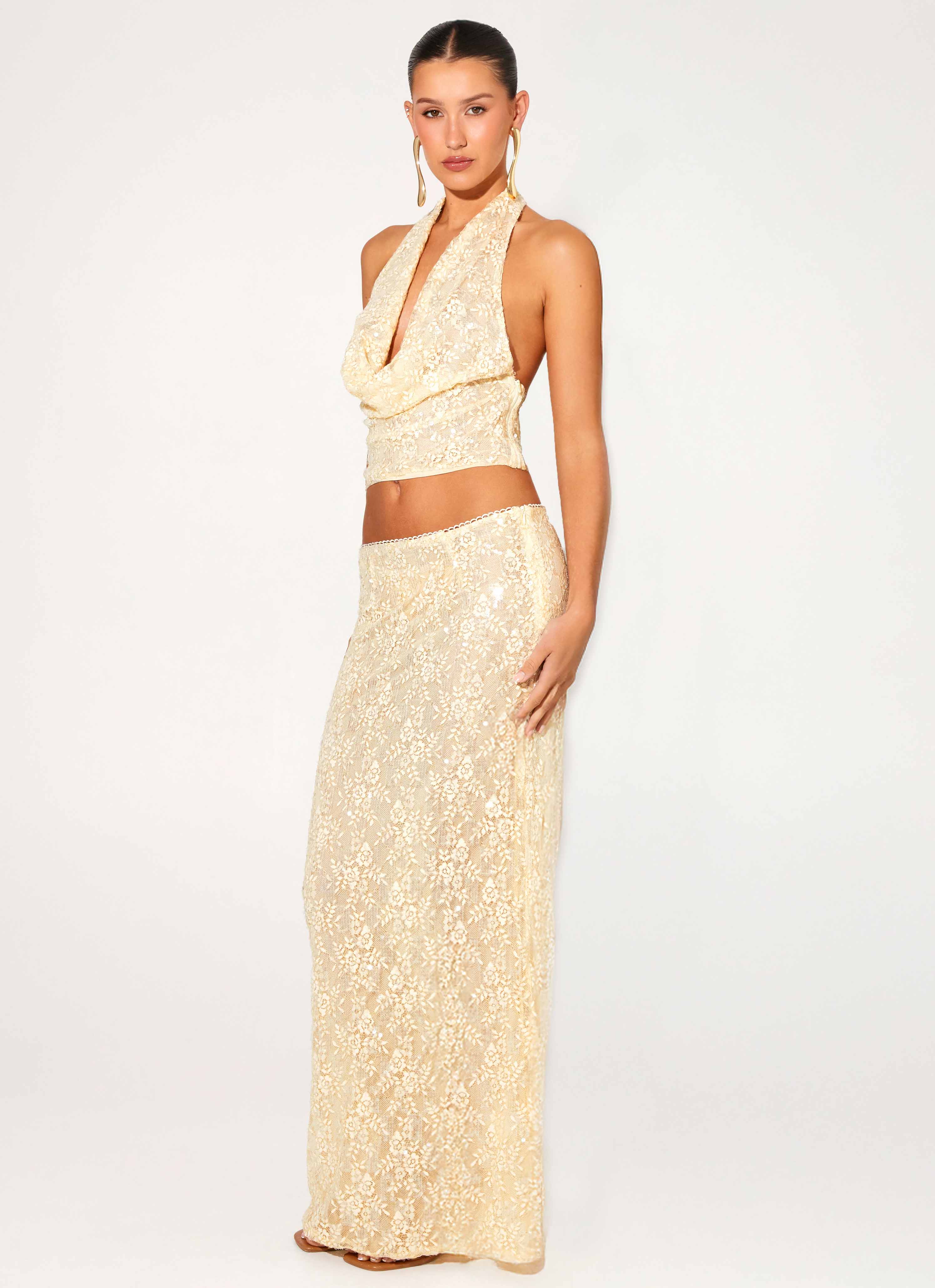 Bling It On Maxi Skirt - Ivory