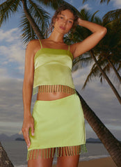 Bora Bora Beaded Mini Skirt - Lime