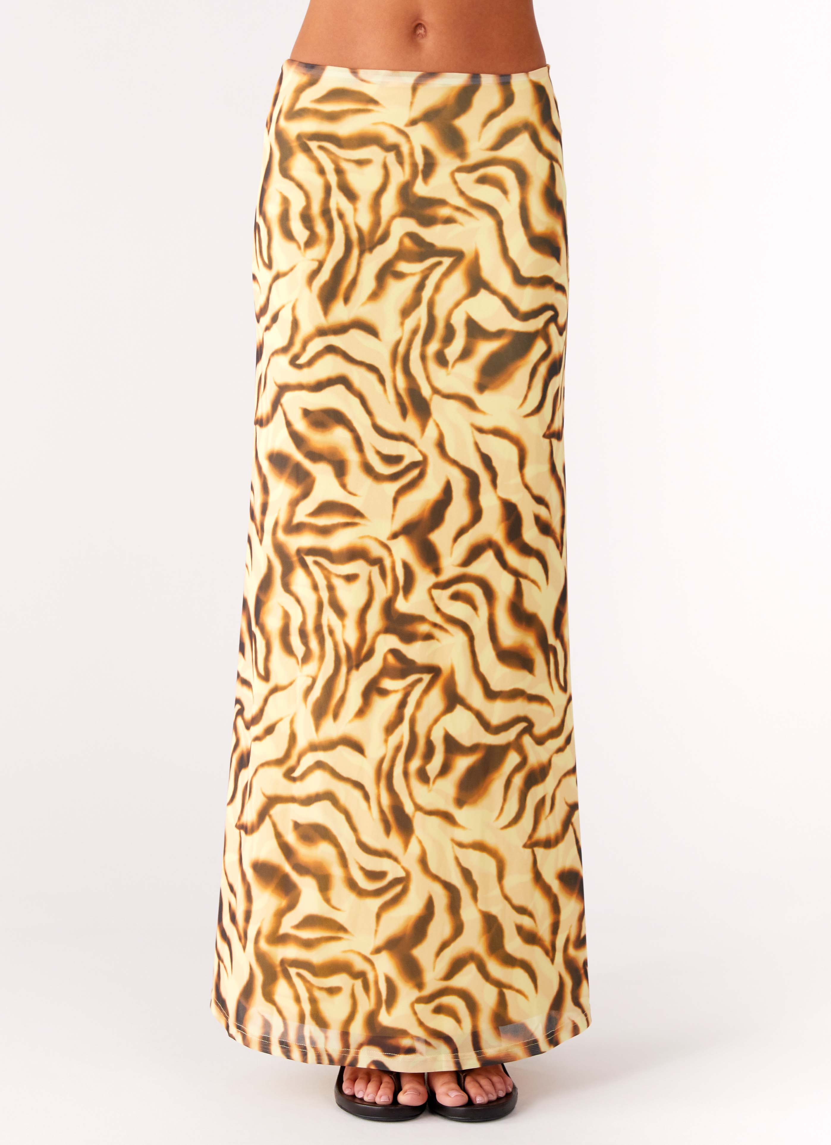 Call Me Low Rise Maxi Skirt - Yellow Zebra