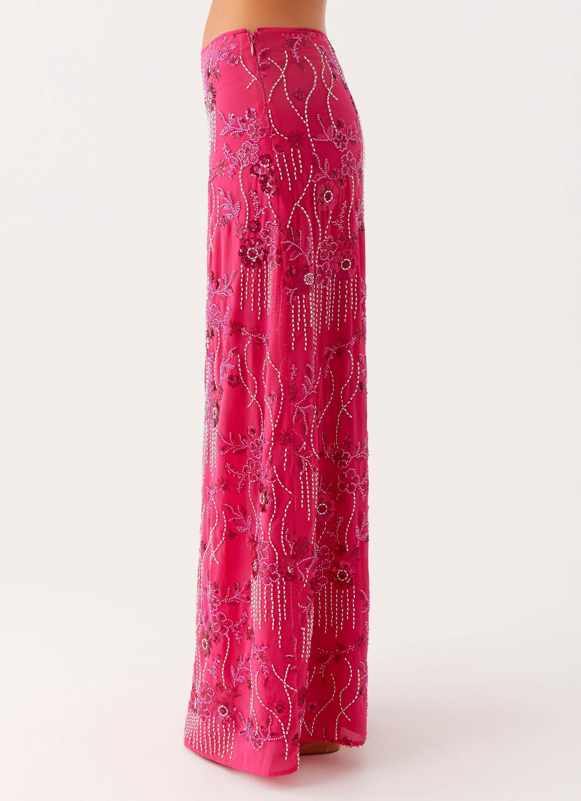 Corinna Low Rise Sequin Maxi Skirt - Fuchsia