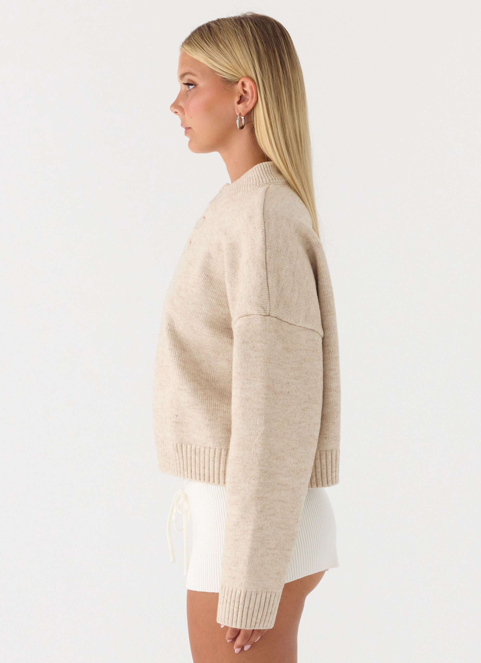 Cornelia Button Up Jumper - Oatmeal