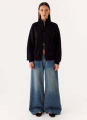 Davy Knit Zip Jacket - Black