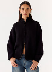 Davy Knit Zip Jacket - Black