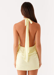 Eleanora Plunge Mini Dress - Yellow