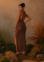 Fennella Beaded Maxi Dress - Chocolate