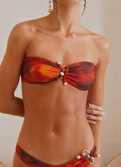Ilyana Bandeau Bikini Top - Scarlet Blur