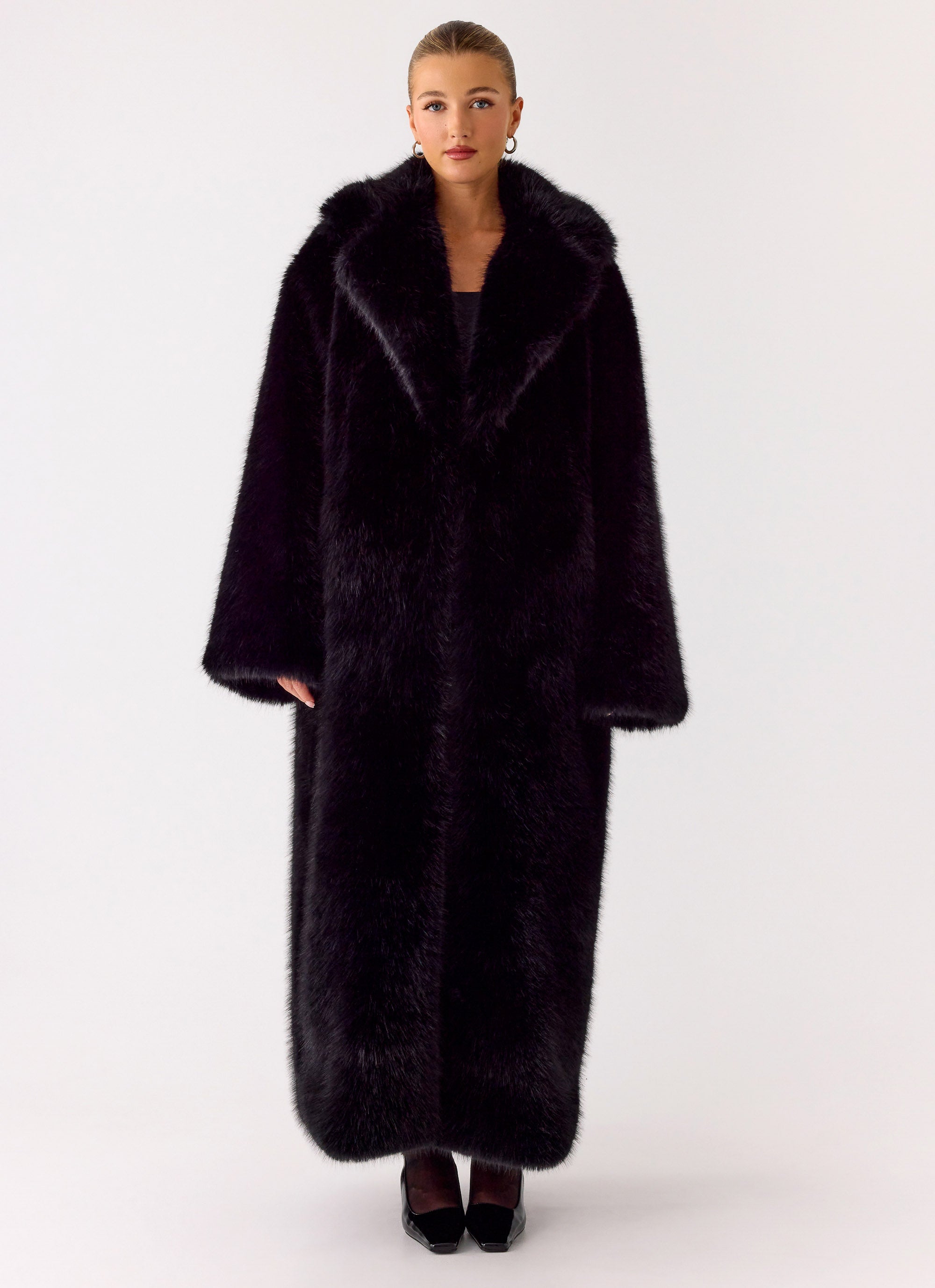 Kamil Faux Fur Maxi Coat - Black