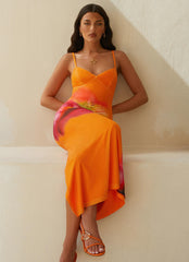 Kasey Midi Dress - Orange Tropical