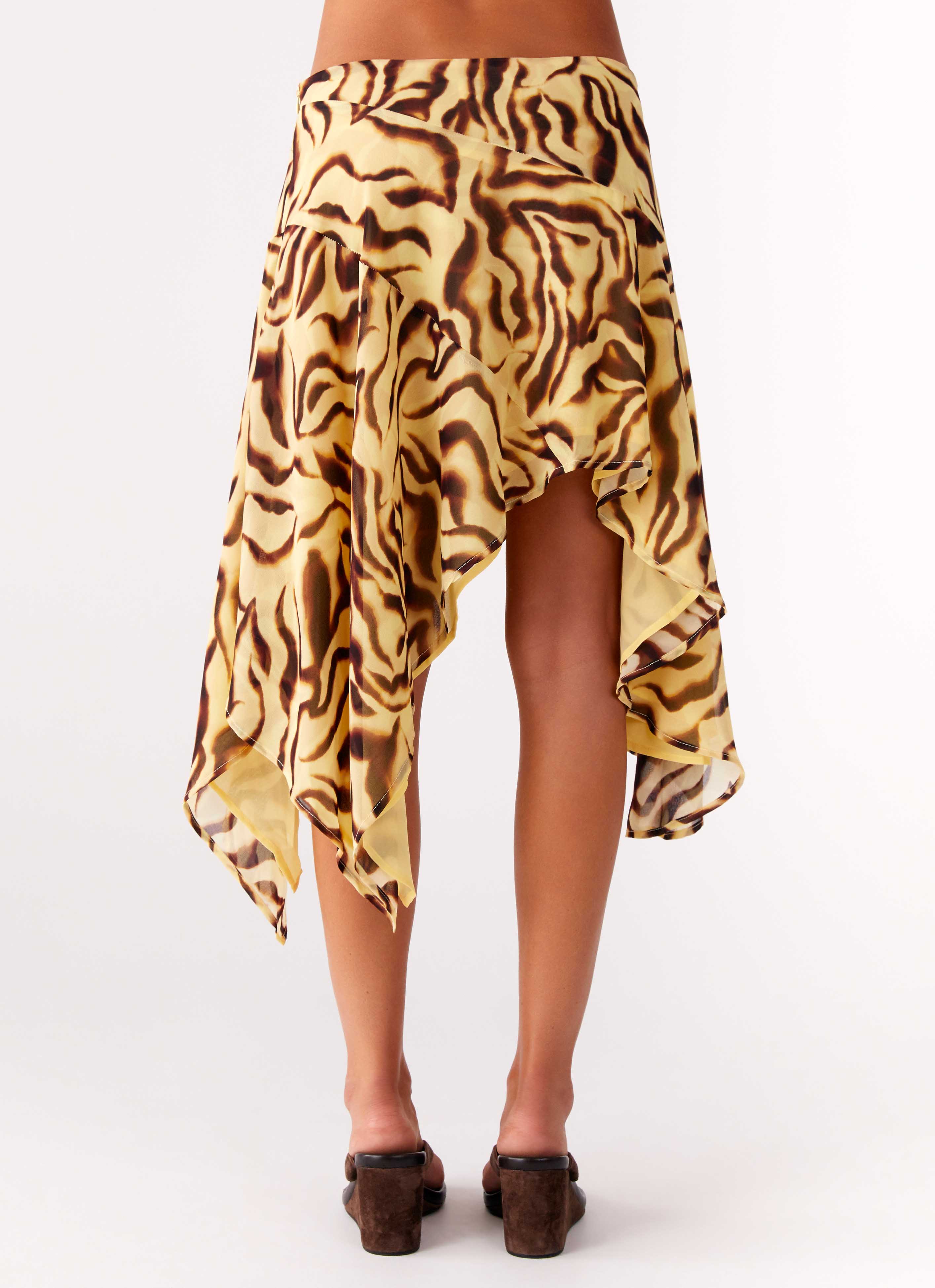Kia Low Rise Asymmetrical Midi Skirt - Laguna Print
