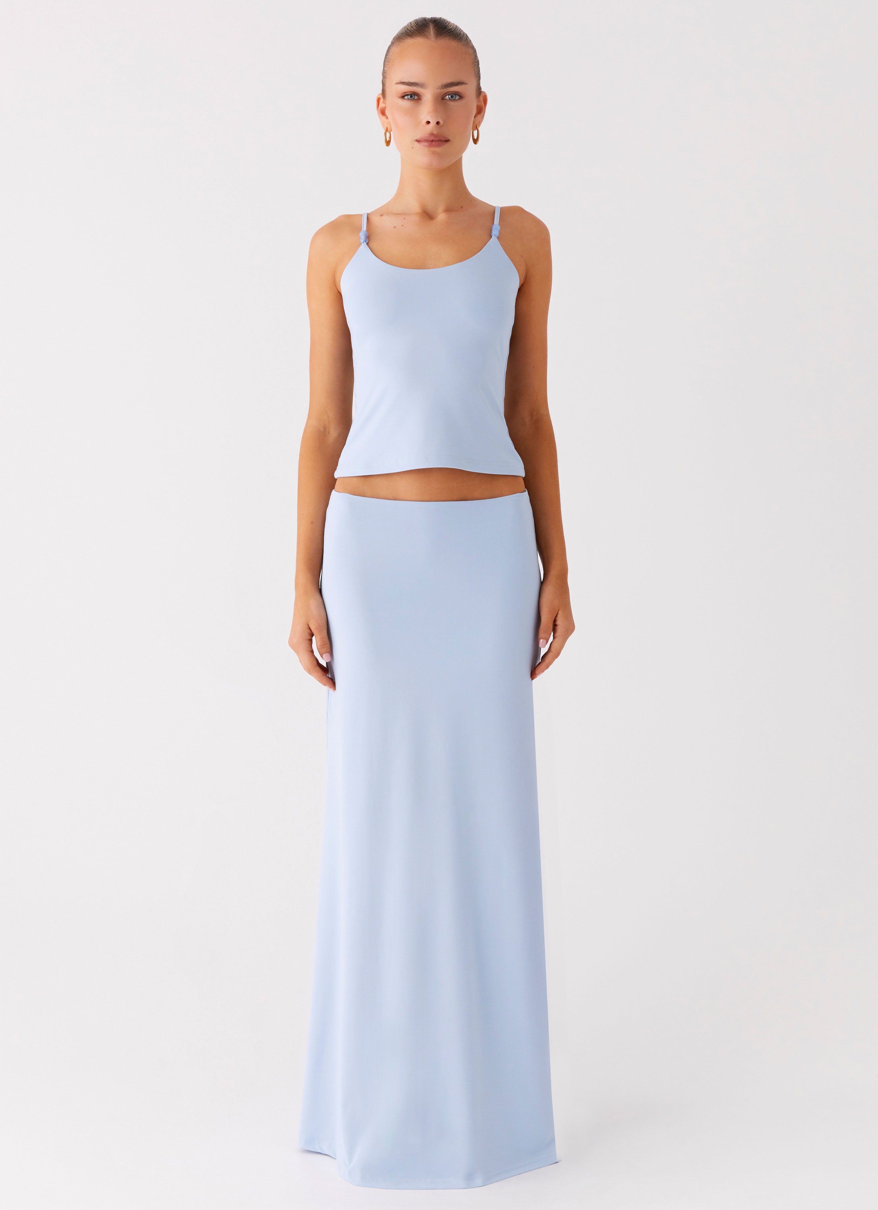Like A Flower Maxi Skirt - Baby Blue