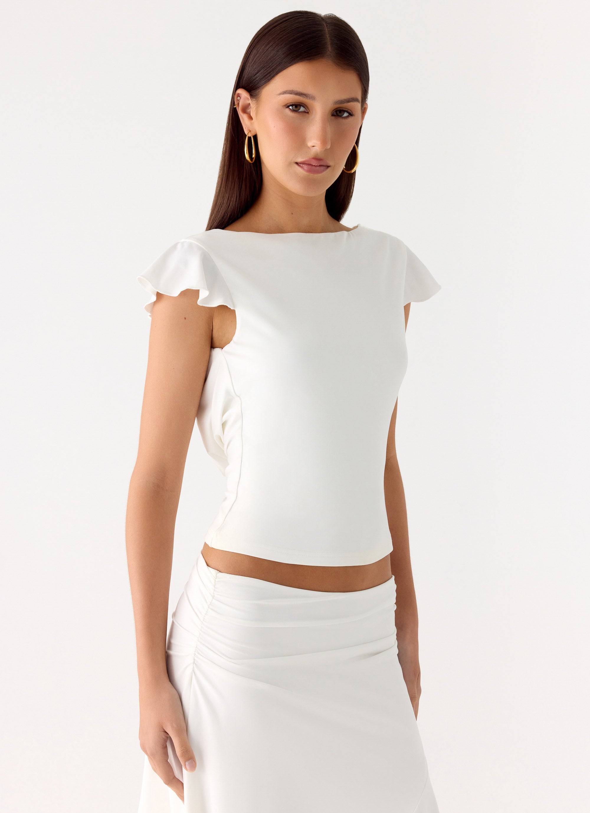 Maxina Cap Sleeve Top - White