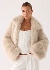 Moonscapes Faux Fur Jacket - Ivory