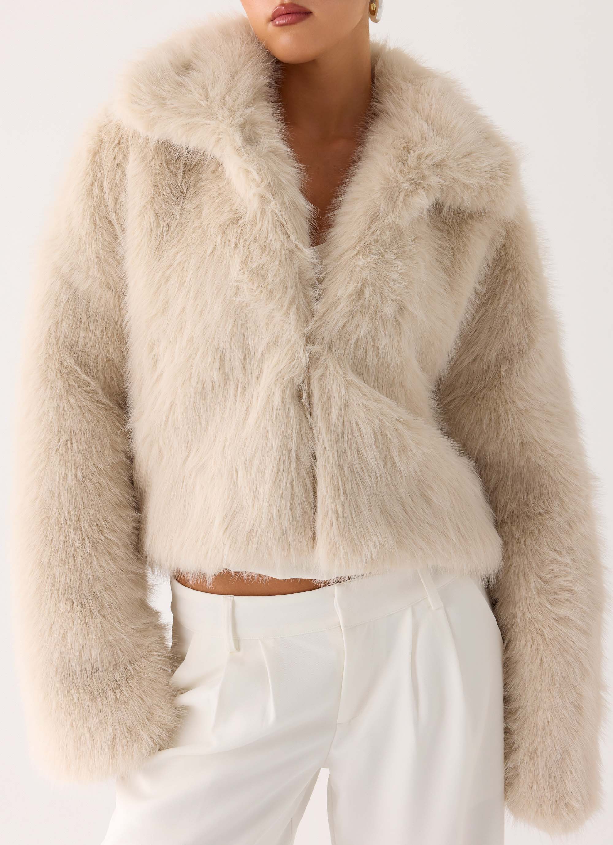 Moonscapes Faux Fur Jacket - Ivory