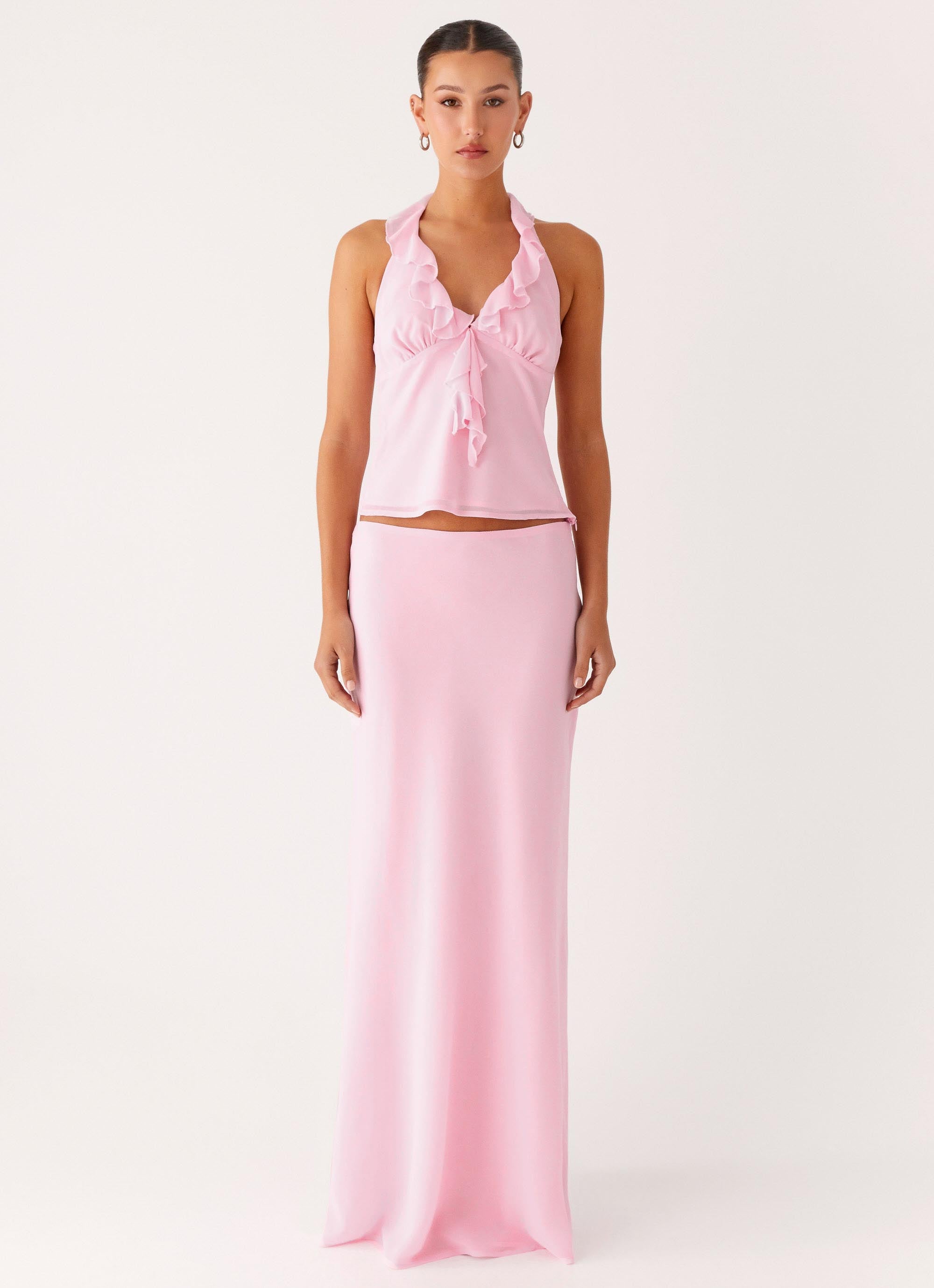 Star Girl Chiffon Maxi Skirt - Baby Pink