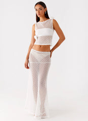 Velli Crochet Maxi Skirt - White